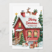 ジンジャーブレッドハウスのトナカイと松の木 シーズンカード (正面/裏面)