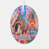 ジンジャーブレッドハウスのハムスター ガラスオーナメント (正面左)