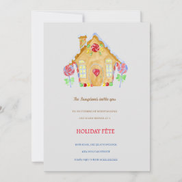ジンジャーブレッドハウスのホリデーパーティー招待状 シーズンカード