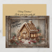 ジンジャーブレッドハウスの田舎風クリスマスカード シーズンカード (正面/裏面)