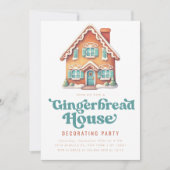 ジンジャーブレッドハウスの飾り付けクリスマスパーティー 招待状 (正面)