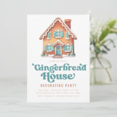 ジンジャーブレッドハウスの飾り付けクリスマスパーティー 招待状 (スタンド正面)