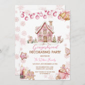 ジンジャーブレッドハウスの飾り付けパーティーの招待状 招待状 (正面/裏面)