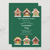 ジンジャーブレッドハウスの飾り付けパーティーの招待状 招待状 (正面/裏面)