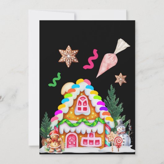 ジンジャーブレッドハウスの飾り付けパーティーの招待状 招待状 (裏面)