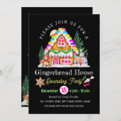 ジンジャーブレッドハウスの飾り付けパーティーの招待状 招待状 (正面/裏面)