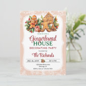 ジンジャーブレッドハウスの飾り付けパーティーの招待状 招待状 (スタンド正面)