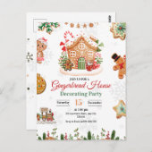 ジンジャーブレッドハウスの飾り付けパーティー クリスマス ポストカード (正面/裏面)