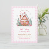 ジンジャーブレッドハウスガール誕生日パーティー招待状 招待状 (スタンド正面)