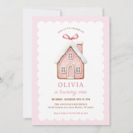 ジンジャーブレッドハウスガール 1歳の誕生日パーティー 招待状
