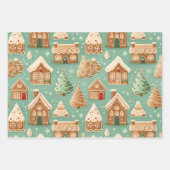 ジンジャーブレッドハウスクッキークリスマス ラッピングペーパーシート (正面)