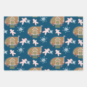 ジンジャーブレッドハウスクッキーピンクの雪 ラッピングペーパーシート (正面3)