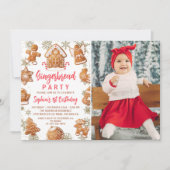 ジンジャーブレッドハウスクッキー飾り付け誕生日写真 招待状 (正面)