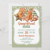 ジンジャーブレッドハウスクッキー クリスマスパーティー 招待状 (正面)
