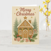 ジンジャーブレッドハウスクリスマスカード カード (黄色い花)