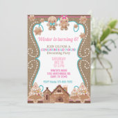 ジンジャーブレッドハウスクリスマスガールの招待。招待 招待状 (スタンド正面)