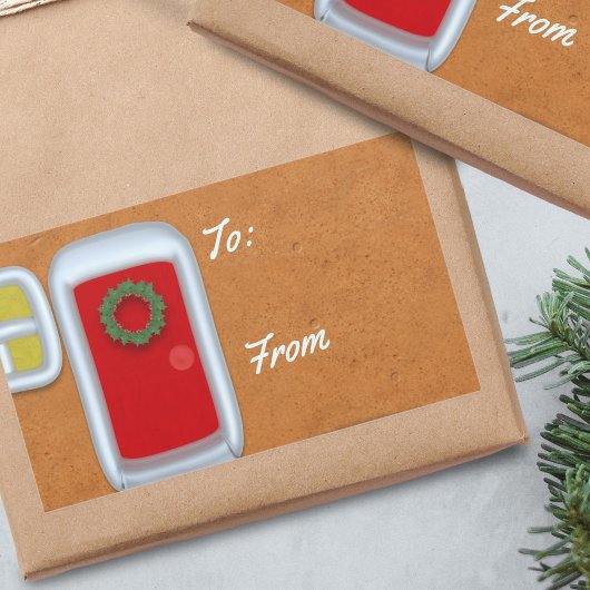 ジンジャーブレッドハウスクリスマスギフトラベルシール 長方形シール