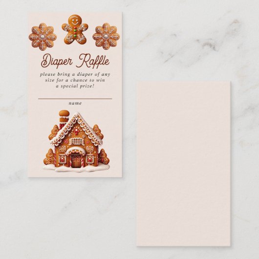 ジンジャーブレッドハウスクリスマスクッキーおむつラッフル エンクロージャーカード (正面/裏面)