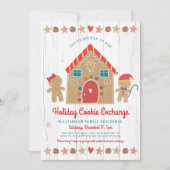 ジンジャーブレッドハウスクリスマスクッキー交換素朴 招待状 (正面)