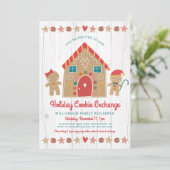 ジンジャーブレッドハウスクリスマスクッキー交換素朴 招待状 (スタンド正面)