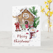 ジンジャーブレッドハウスクリスマスグリーティングカード カード (黄色い花)