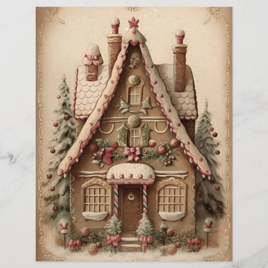ジンジャーブレッドハウスクリスマススクラップブック紙 (正面)