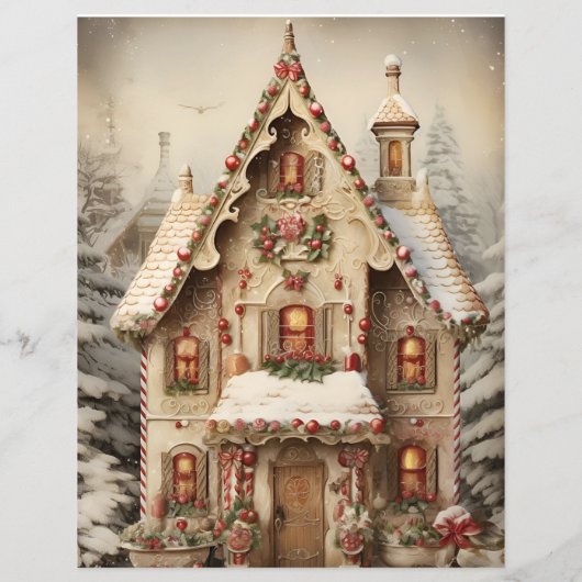 ジンジャーブレッドハウスクリスマススクラップブック紙 (裏面)