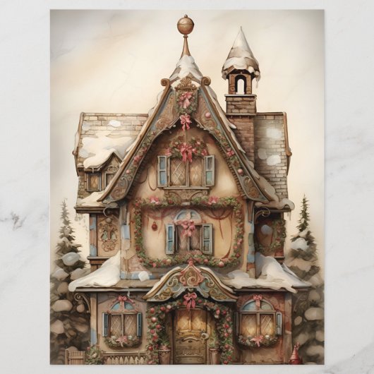 ジンジャーブレッドハウスクリスマススクラップブック紙 (正面)