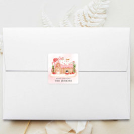 ジンジャーブレッドハウスクリスマスパーティーフェイバー スクエアシール