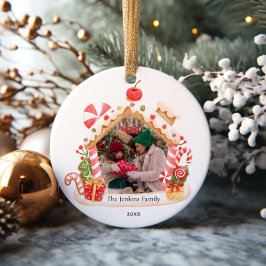 ジンジャーブレッドハウスクリスマスフォト セラミックオーナメント