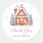ジンジャーブレッドハウスクリスマス誕生日サンキューサンキュー ラウンドシール (正面)