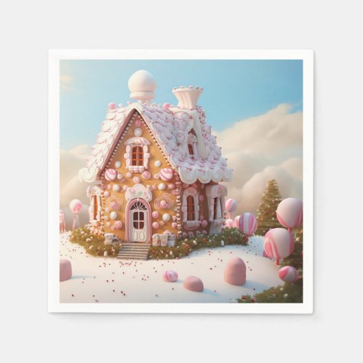 ジンジャーブレッドハウスクリスマス スタンダードカクテルナプキン (正面)