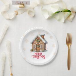 ジンジャーブレッドハウスクリスマス ペーパープレート
