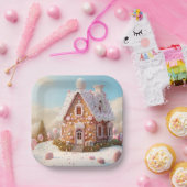 ジンジャーブレッドハウスクリスマス ペーパープレート (パーティー)