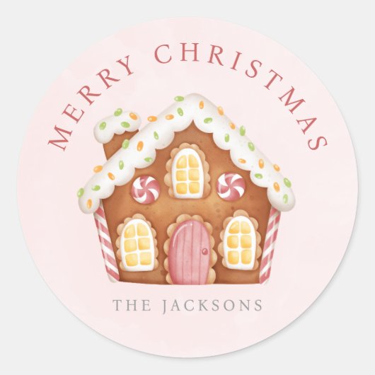 ジンジャーブレッドハウスクリスマス ラウンドシール (正面)