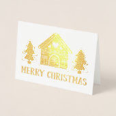 ジンジャーブレッドハウスゴールドフォイルメリークリスマス 箔カード (正面)