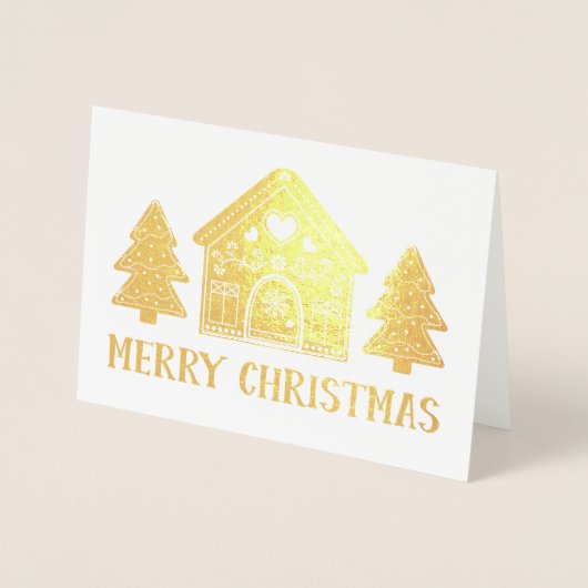 ジンジャーブレッドハウスゴールドフォイルメリークリスマス 箔カード (正面)
