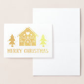 ジンジャーブレッドハウスゴールドフォイルメリークリスマス 箔カード (ディスプレー)