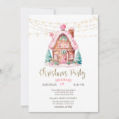 ジンジャーブレッドハウスストリングライツクリスマス 招待状 (正面)