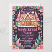 ジンジャーブレッドハウスデコレーションクリスマスパーティー 招待状 (正面)
