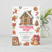 ジンジャーブレッドハウスデコレーションクリスマスパーティー 招待状 (スタンド正面)
