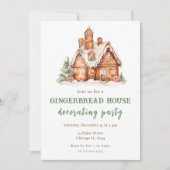 ジンジャーブレッドハウスデコレーションクリスマスパーティー 招待状 (正面)