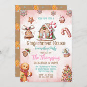 ジンジャーブレッドハウスデコレーションーパーティー 招待状 (正面/裏面)