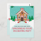 ジンジャーブレッドハウスバーチャルホリデークリスマスパーティー ポストカード (正面/裏面)