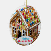 ジンジャーブレッドハウスパーソナライズされたクリスマス飾り セラミックオーナメント (右)
