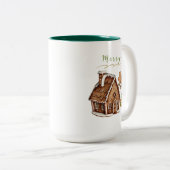 ジンジャーブレッドハウスパーソナライズされたクリスマス ツートーンマグカップ (正面右)