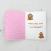 ジンジャーブレッドハウスブライトピンクメリークリスマス シーズンカード (内部)