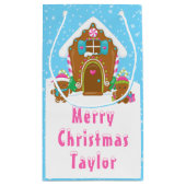 ジンジャーブレッドハウスブルーとピンクのメリークリスマス スモールペーパーバッグ (裏面)