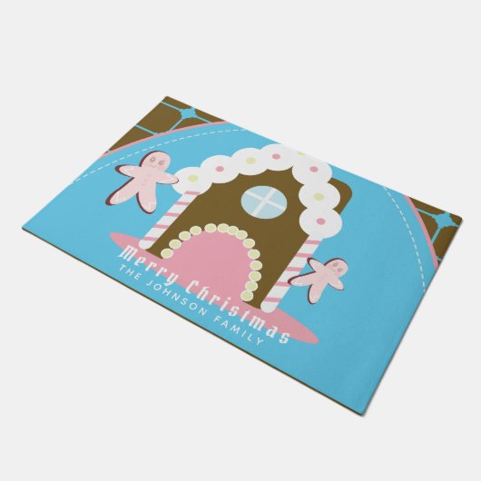 ジンジャーブレッドハウスマンファミリーネームフォーマット ドアマット (アングル)