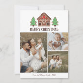ジンジャーブレッドハウスメリークリスマスフォトコラージュ シーズンカード (正面)